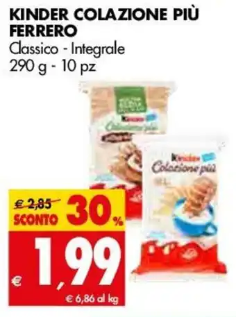 Tigros Kinder Colazione Più Ferrero Classico - Integrale 290g - 10 pz offerta