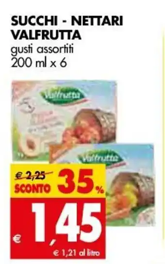 Tigros Succhi - Nettari Valfrutta gustí assortiti 200 ml x 6 offerta