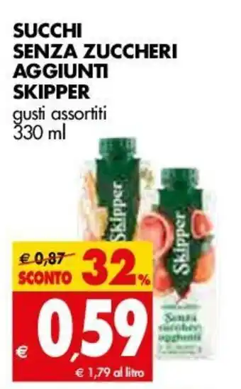 Tigros Succhi Senza Zuccheri Aggiunti Skipper gustí assortiti 330 ml offerta