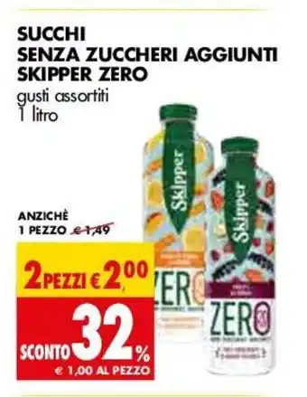 Tigros Succhi Senza Zuccheri Aggiunti Skipper Zero gusti assortiti a litro offerta