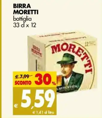 Tigros Birra Moretti bottiglia 33cl x 12 offerta