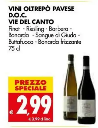 Tigros Vini Oltrepò Pavese D.O.C. Vie Del Canto 75cl offerta