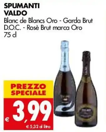 Tigros Spumanti Valdo Blanc de Blancs Oro - Garda Brut D.O.C. - Rosè Brut marca Oro 75cl offerta