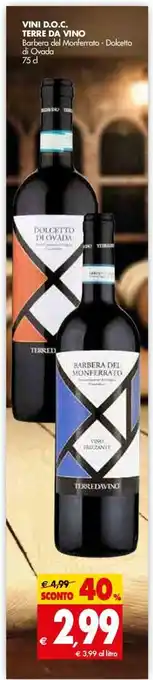 Tigros Vini D.O.C. Terre Da Vino Barbera del Monferrato - Dolcetto di Ovada 75cl offerta
