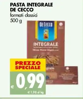 Tigros Pasta Integrale De Cecco formati classia 500g offerta