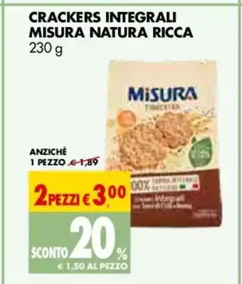 Tigros Crackers Integrali Misura Natura Ricca 230g offerta