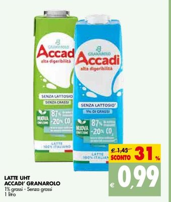 Tigros Latte UHT Accadi' Granarolo 1 litro offerta