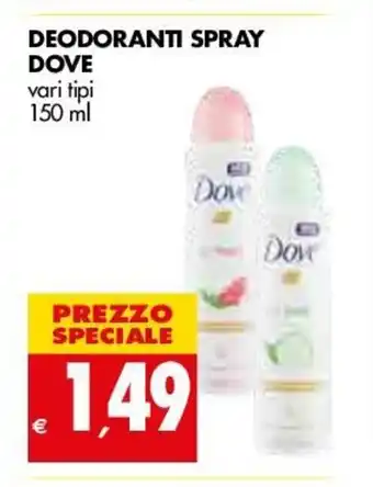 Tigros Desodorante Spray Dove 150ml offerta