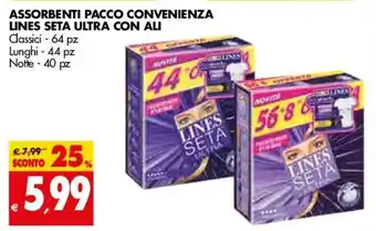Tigros Assorbenti Pacco Convenienza Lines Seta Ultra Con Ali offerta