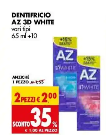 Tigros Dentrifico AZ 3D White 65ml + 10 offerta