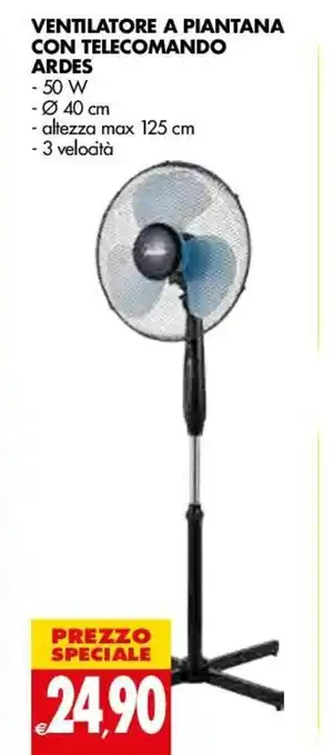 Tigros Ventilatore A Piantana Con Telecomando Ardes offerta