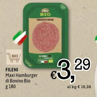 Famila Fileni Maxi Hamburger di Bovino Bio 180 g offerta