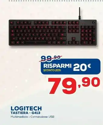 Euronics Logitech G G413 Tastiera USB QWERTY Inglese US Nero offerta