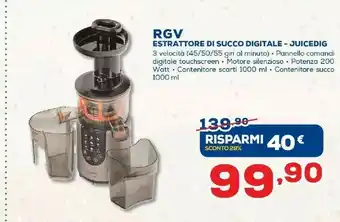 Euronics Rgv Juice Art Digital Estrattore Di Succo 200 W Acciaio Inossidabile offerta