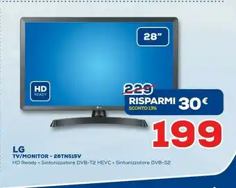 Euronics LG 28TN515V-PZ TV 69,8 Cm (27.5") HD Nero offerta