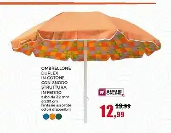 Happy Casa Happy Casa Ombrellone Duplex In Cotone Con Snodo Struttura In Ferro offerta