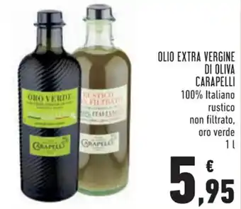 Conad Carapelli Olio Extra Vergine di Oliva 100% Italiano rustico no filtrato, oro verde 1 L offerta