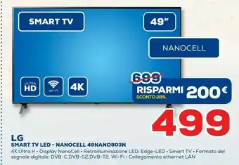 Euronics LG NanoCell 49NANO803NA TV 124,5 Cm (49") 4K Ultra HD Smart TV Wi-Fi Titanio offerta