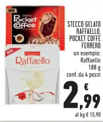 Conad Ferrero Stecco Gelato Raffaello, Pocket Coffe 188 g 4 pezzi offerta