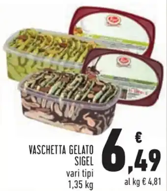 Conad Sigel Vaschetta Gelato vari tipi 1,35 kg offerta