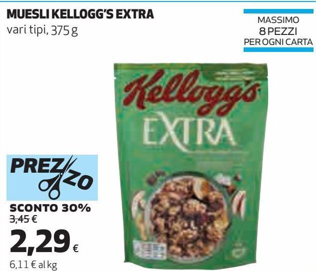 Muesli kellogg's extra offerta di Ipercoop