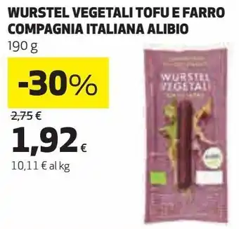 Ipercoop Wurstel vegetali tofu e farro compagnia italiana alibio offerta
