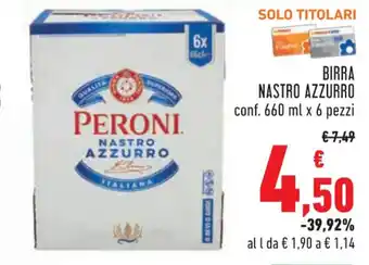 Conad Nastro Azzurro Birra 660 ml x 6 pezzi offerta