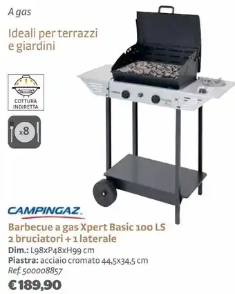 Bricocenter Barbecue a gas xpert basic 100 ls 2 bruciatori + 1 laterale offerta