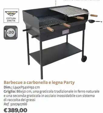 Bricocenter Barbecue a carbonella e legna party offerta