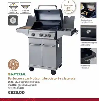 Barbecue a gas hudson 3 bruciatori +1 laterale