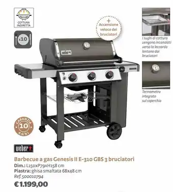 Bricocenter Barbecue a gas genesis ii e-310 gbs 3 bruciatori offerta