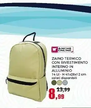 Happy Casa Happy Casa Zaino Termico Con Rivestimento Interno In Alluminio offerta