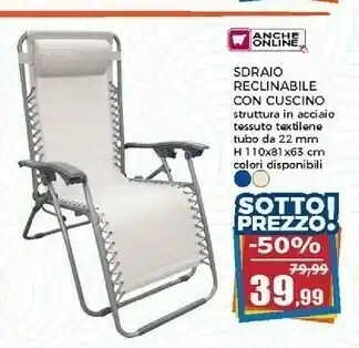 Happy Casa Happy Casa Sdraio Reclinabile Con Cuscino offerta