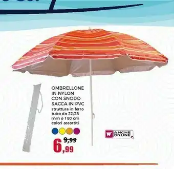 Happy Casa Happy Casa Ombrellone In Nylon Con Snodo Sacca In Pvc offerta