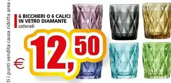 6 Bicchieri 0 6 Calici In Vetro Diamante Colorati