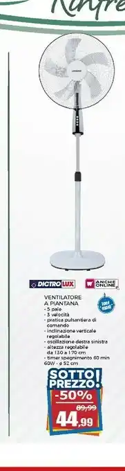 Happy Casa Lux Dictro Ventilatore A Piantana offerta