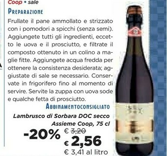 Coop Sorbara Lambrusco offerta