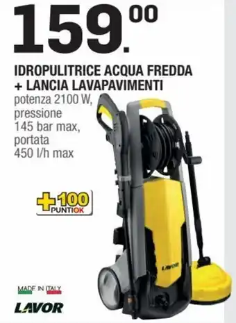 Brico OK Idropulitrice Acqua Fredda + Lancia Lavapavimenti potenza 2100 W offerta