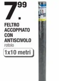 Feltro Accoppiato con Antiscivolo rotolo 1x10 metri