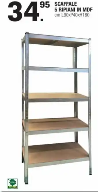 Brico OK Scaffale 5 Ripiani in MDF cm L90xP40xH180 offerta