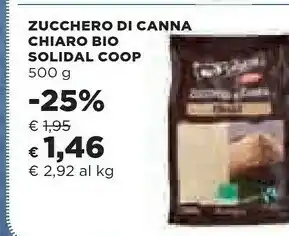 Coop Coop - Solidal Zucchero Di Canna Chiaro Biologico 500 G(ml) offerta