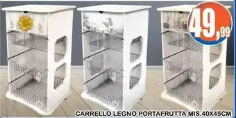 Carrello Legno Portafrutta Mis. 40X45cm