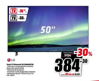 MediaWorld LG Smart TV Nanocell 4K 50" 50NANO796 offerta
