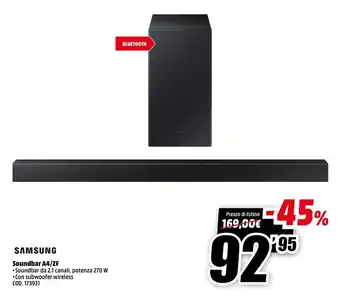 MediaWorld Samsung Soundbar A4/ZF offerta