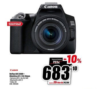 MediaWorld Canon Reflex EOS 250D+ Obiettivo EF-S 18-55mm offerta