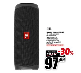MediaWorld JBL Speaker Bluetooth Flips offerta