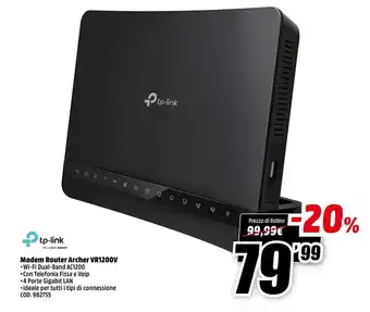 MediaWorld Tp-Link Modem Router Archer VR1200V offerta