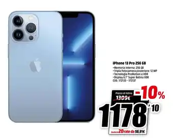 MediaWorld iPhone 13 Pro 256 GB offerta