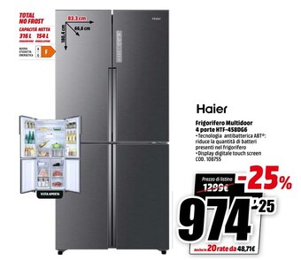 MediaWorld Haier Frigorifero Multidoor 4 porte HTF-458DG6 offerta