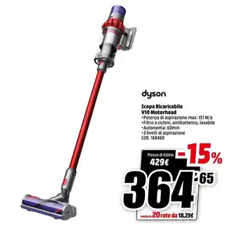 MediaWorld Dyson Scopa Ricaricabile V10 Motorhead offerta